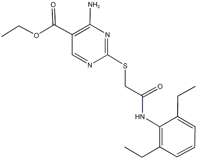 ethyl 4-amino-2-{[2-(2,6-diethylanilino)-2-oxoethyl]sulfanyl}-5-pyrimidinecarboxylate Structure