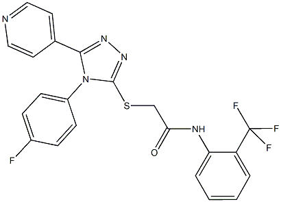 2-{[4-(4-fluorophenyl)-5-(4-pyridinyl)-4H-1,2,4-triazol-3-yl]sulfanyl}-N-[2-(trifluoromethyl)phenyl]acetamide 구조식 이미지