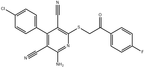 2-amino-4-(4-chlorophenyl)-6-{[2-(4-fluorophenyl)-2-oxoethyl]sulfanyl}-3,5-pyridinedicarbonitrile Structure