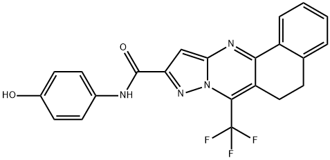 N-(4-hydroxyphenyl)-7-(trifluoromethyl)-5,6-dihydrobenzo[h]pyrazolo[5,1-b]quinazoline-10-carboxamide 구조식 이미지