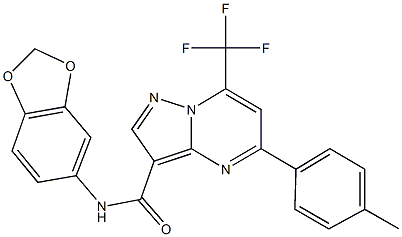 N-(1,3-benzodioxol-5-yl)-5-(4-methylphenyl)-7-(trifluoromethyl)pyrazolo[1,5-a]pyrimidine-3-carboxamide 구조식 이미지