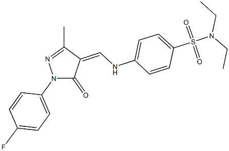 N,N-diethyl-4-({[1-(4-fluorophenyl)-3-methyl-5-oxo-1,5-dihydro-4H-pyrazol-4-ylidene]methyl}amino)benzenesulfonamide 구조식 이미지