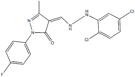 4-{[2-(2,5-dichlorophenyl)hydrazino]methylene}-2-(4-fluorophenyl)-5-methyl-2,4-dihydro-3H-pyrazol-3-one 구조식 이미지