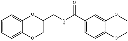 N-(2,3-dihydro-1,4-benzodioxin-2-ylmethyl)-3,4-dimethoxybenzamide 구조식 이미지