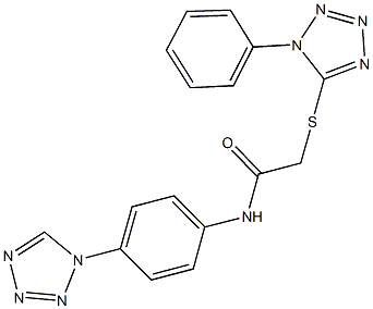 2-[(1-phenyl-1H-tetraazol-5-yl)sulfanyl]-N-[4-(1H-tetraazol-1-yl)phenyl]acetamide 구조식 이미지