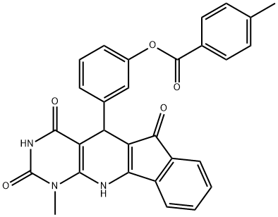 3-(1-methyl-2,4,6-trioxo-2,3,4,5,6,11-hexahydro-1H-indeno[2',1':5,6]pyrido[2,3-d]pyrimidin-5-yl)phenyl 4-methylbenzoate Structure