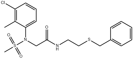 N-[2-(benzylsulfanyl)ethyl]-2-[3-chloro-2-methyl(methylsulfonyl)anilino]acetamide 구조식 이미지