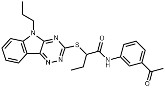 N-(3-acetylphenyl)-2-[(5-propyl-5H-[1,2,4]triazino[5,6-b]indol-3-yl)sulfanyl]butanamide 구조식 이미지