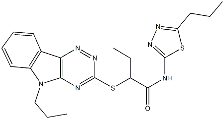 N-(5-propyl-1,3,4-thiadiazol-2-yl)-2-[(5-propyl-5H-[1,2,4]triazino[5,6-b]indol-3-yl)sulfanyl]butanamide Structure