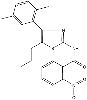 N-[4-(2,5-dimethylphenyl)-5-propyl-1,3-thiazol-2-yl]-2-nitrobenzamide 구조식 이미지