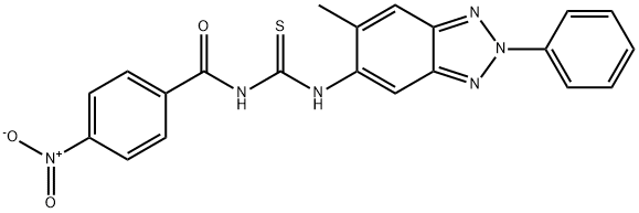 N-{4-nitrobenzoyl}-N'-(6-methyl-2-phenyl-2H-1,2,3-benzotriazol-5-yl)thiourea 구조식 이미지