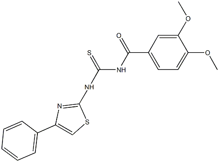 N-(3,4-dimethoxybenzoyl)-N'-(4-phenyl-1,3-thiazol-2-yl)thiourea Structure