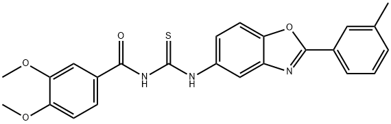 N-(3,4-dimethoxybenzoyl)-N'-[2-(3-methylphenyl)-1,3-benzoxazol-5-yl]thiourea Structure