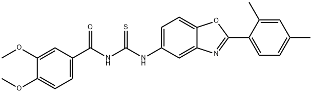 N-(3,4-dimethoxybenzoyl)-N'-[2-(2,4-dimethylphenyl)-1,3-benzoxazol-5-yl]thiourea 구조식 이미지