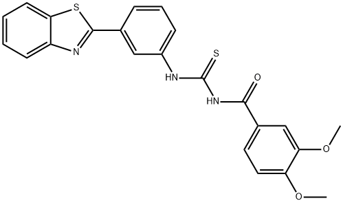 N-[3-(1,3-benzothiazol-2-yl)phenyl]-N'-(3,4-dimethoxybenzoyl)thiourea 구조식 이미지
