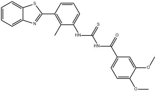 N-[3-(1,3-benzothiazol-2-yl)-2-methylphenyl]-N'-(3,4-dimethoxybenzoyl)thiourea 구조식 이미지
