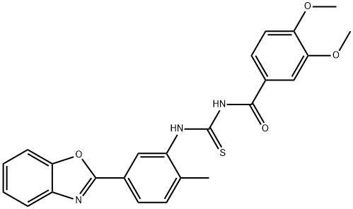 N-[5-(1,3-benzoxazol-2-yl)-2-methylphenyl]-N'-(3,4-dimethoxybenzoyl)thiourea 구조식 이미지