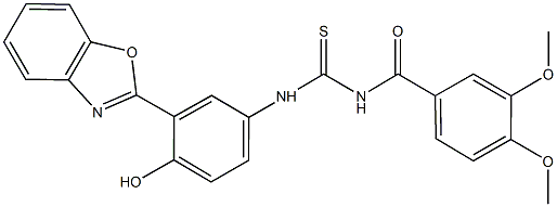 N-[3-(1,3-benzoxazol-2-yl)-4-hydroxyphenyl]-N'-(3,4-dimethoxybenzoyl)thiourea 구조식 이미지