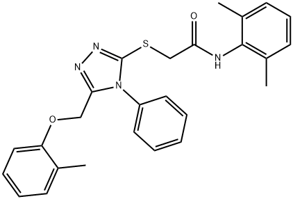 N-(2,6-dimethylphenyl)-2-({5-[(2-methylphenoxy)methyl]-4-phenyl-4H-1,2,4-triazol-3-yl}sulfanyl)acetamide 구조식 이미지