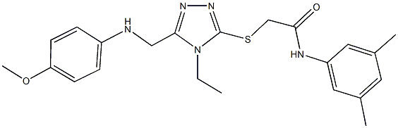 N-(3,5-dimethylphenyl)-2-({4-ethyl-5-[(4-methoxyanilino)methyl]-4H-1,2,4-triazol-3-yl}sulfanyl)acetamide 구조식 이미지