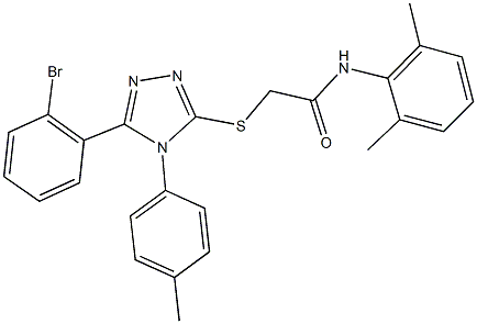 2-{[5-(2-bromophenyl)-4-(4-methylphenyl)-4H-1,2,4-triazol-3-yl]sulfanyl}-N-(2,6-dimethylphenyl)acetamide 구조식 이미지