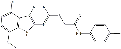 2-[(9-chloro-6-methoxy-5H-[1,2,4]triazino[5,6-b]indol-3-yl)sulfanyl]-N-(4-methylphenyl)acetamide Structure