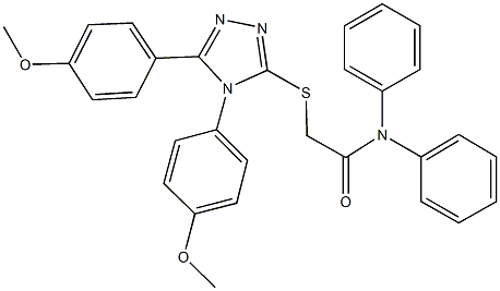 2-{[4,5-bis(4-methoxyphenyl)-4H-1,2,4-triazol-3-yl]sulfanyl}-N,N-diphenylacetamide 구조식 이미지