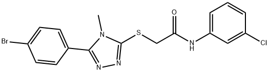 2-{[5-(4-bromophenyl)-4-methyl-4H-1,2,4-triazol-3-yl]sulfanyl}-N-(3-chlorophenyl)acetamide 구조식 이미지