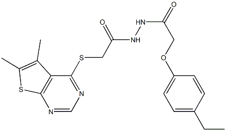 2-[(5,6-dimethylthieno[2,3-d]pyrimidin-4-yl)sulfanyl]-N'-[(4-ethylphenoxy)acetyl]acetohydrazide 구조식 이미지