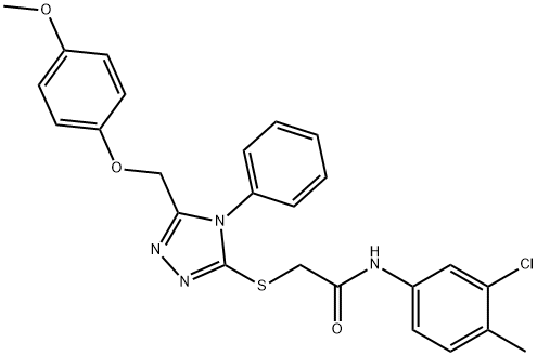 N-(3-chloro-4-methylphenyl)-2-({5-[(4-methoxyphenoxy)methyl]-4-phenyl-4H-1,2,4-triazol-3-yl}sulfanyl)acetamide 구조식 이미지