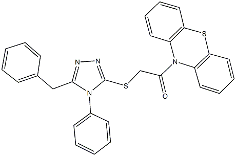 5-benzyl-4-phenyl-4H-1,2,4-triazol-3-yl 2-oxo-2-(10H-phenothiazin-10-yl)ethyl sulfide 구조식 이미지