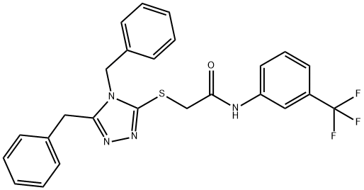2-[(4,5-dibenzyl-4H-1,2,4-triazol-3-yl)sulfanyl]-N-[3-(trifluoromethyl)phenyl]acetamide 구조식 이미지