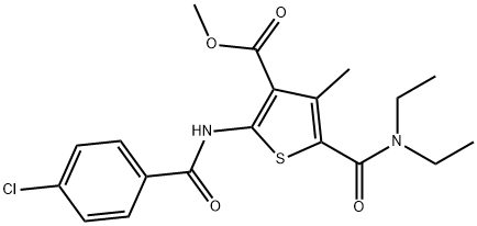 methyl 2-[(4-chlorobenzoyl)amino]-5-[(diethylamino)carbonyl]-4-methyl-3-thiophenecarboxylate 구조식 이미지