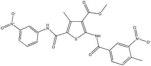 methyl 5-({3-nitroanilino}carbonyl)-2-({3-nitro-4-methylbenzoyl}amino)-4-methyl-3-thiophenecarboxylate 구조식 이미지