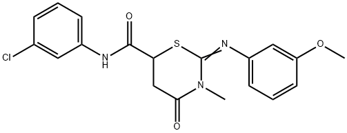 N-(3-chlorophenyl)-2-[(3-methoxyphenyl)imino]-3-methyl-4-oxo-1,3-thiazinane-6-carboxamide 구조식 이미지