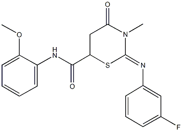 2-[(3-fluorophenyl)imino]-N-(2-methoxyphenyl)-3-methyl-4-oxo-1,3-thiazinane-6-carboxamide 구조식 이미지