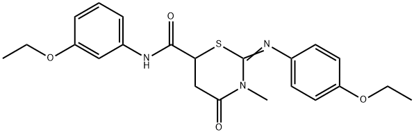 N-(3-ethoxyphenyl)-2-[(4-ethoxyphenyl)imino]-3-methyl-4-oxo-1,3-thiazinane-6-carboxamide 구조식 이미지