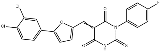 5-{[5-(3,4-dichlorophenyl)-2-furyl]methylene}-1-(4-fluorophenyl)-2-thioxodihydro-4,6(1H,5H)-pyrimidinedione 구조식 이미지