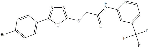 2-{[5-(4-bromophenyl)-1,3,4-oxadiazol-2-yl]sulfanyl}-N-[3-(trifluoromethyl)phenyl]acetamide 구조식 이미지