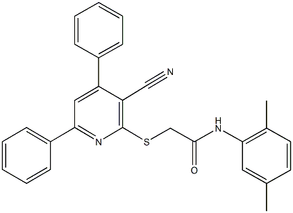 2-[(3-cyano-4,6-diphenyl-2-pyridinyl)sulfanyl]-N-(2,5-dimethylphenyl)acetamide Structure
