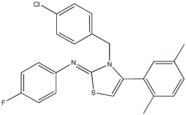 N-(3-(4-chlorobenzyl)-4-(2,5-dimethylphenyl)-1,3-thiazol-2(3H)-ylidene)-N-(4-fluorophenyl)amine 구조식 이미지