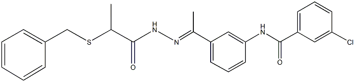 N-(3-{N-[2-(benzylsulfanyl)propanoyl]ethanehydrazonoyl}phenyl)-3-chlorobenzamide Structure