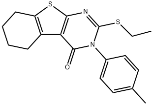 2-(ethylsulfanyl)-3-(4-methylphenyl)-5,6,7,8-tetrahydro[1]benzothieno[2,3-d]pyrimidin-4(3H)-one 구조식 이미지