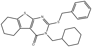 2-(benzylsulfanyl)-3-(cyclohexylmethyl)-5,6,7,8-tetrahydro[1]benzothieno[2,3-d]pyrimidin-4(3H)-one 구조식 이미지