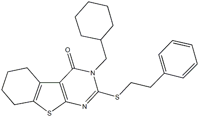 3-(cyclohexylmethyl)-2-[(2-phenylethyl)sulfanyl]-5,6,7,8-tetrahydro[1]benzothieno[2,3-d]pyrimidin-4(3H)-one Structure