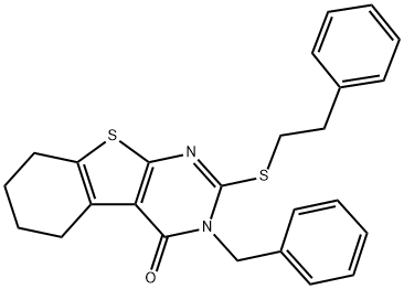 3-benzyl-2-[(2-phenylethyl)sulfanyl]-5,6,7,8-tetrahydro[1]benzothieno[2,3-d]pyrimidin-4(3H)-one 구조식 이미지