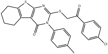 2-{[2-(4-chlorophenyl)-2-oxoethyl]sulfanyl}-3-(4-methylphenyl)-5,6,7,8-tetrahydro[1]benzothieno[2,3-d]pyrimidin-4(3H)-one 구조식 이미지