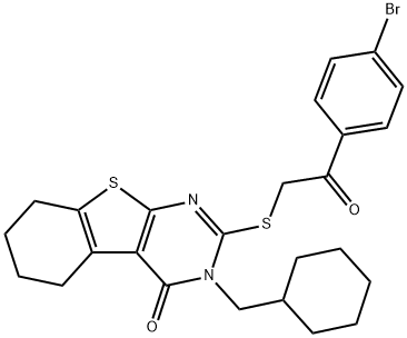 2-{[2-(4-bromophenyl)-2-oxoethyl]sulfanyl}-3-(cyclohexylmethyl)-5,6,7,8-tetrahydro[1]benzothieno[2,3-d]pyrimidin-4(3H)-one 구조식 이미지