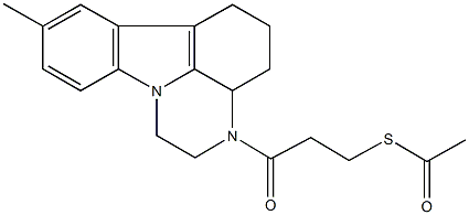 S-[3-(8-methyl-1,2,3a,4,5,6-hexahydro-3H-pyrazino[3,2,1-jk]carbazol-3-yl)-3-oxopropyl] ethanethioate 구조식 이미지