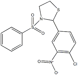 2-{4-chloro-3-nitrophenyl}-3-(phenylsulfonyl)-1,3-thiazolidine 구조식 이미지